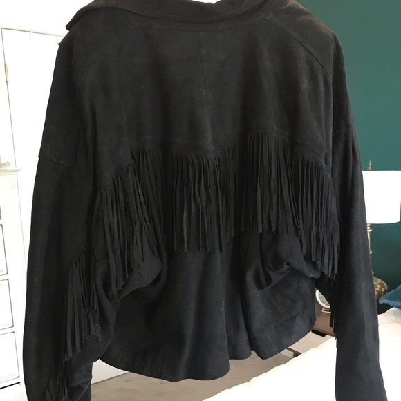 Black suede fringe jacket - Picture 2 of 5